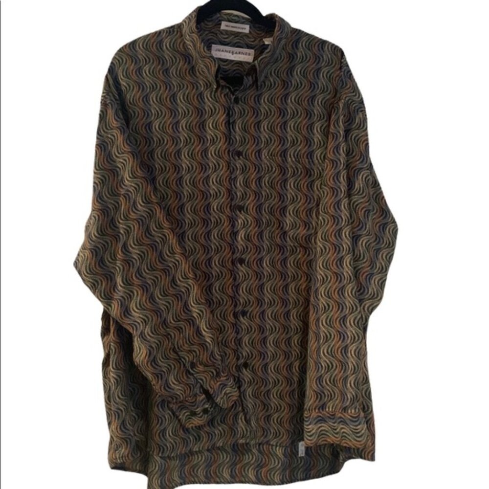 Jhane Barnes Mens XL/TG vintage style Long Sleeve Button Up Shirt 100%Cotton